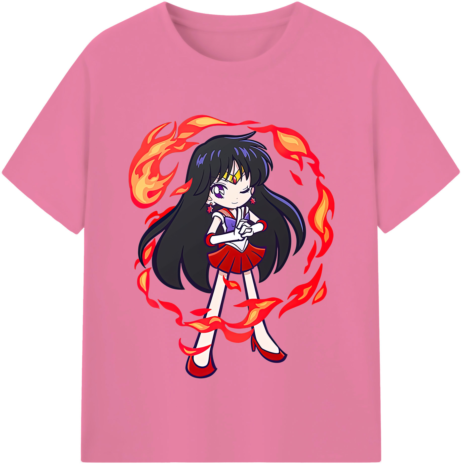 （画像用） 美少女戦士セーラームーン 火野レイ ひの レイ Sailor Moon Hino Rei （セーラーマーズ,Sailor Mars） 綿100％半袖Tシャツ（フロントプリント）